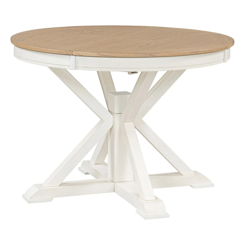 Table à manger extensible de style rétro avec rallonge de 12 pouces