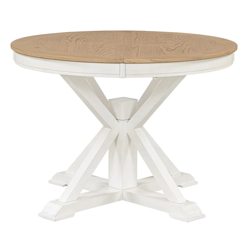 Table à manger extensible de style rétro avec rallonge de 12 pouces
