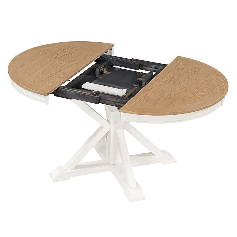 Table à manger extensible de style rétro avec rallonge de 12 pouces