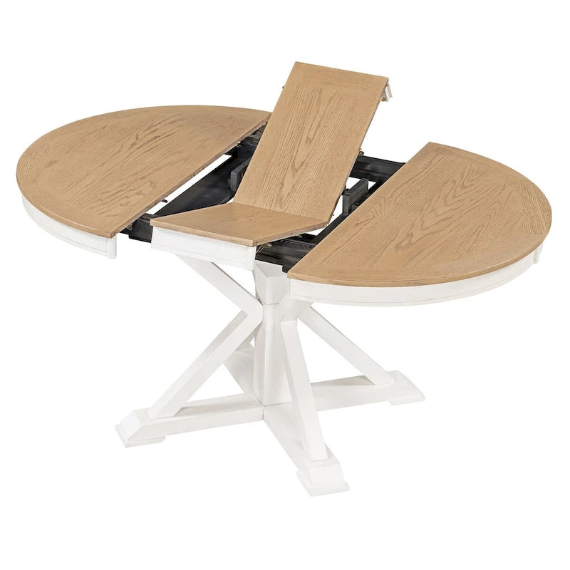 Table à manger extensible de style rétro avec rallonge de 12 pouces