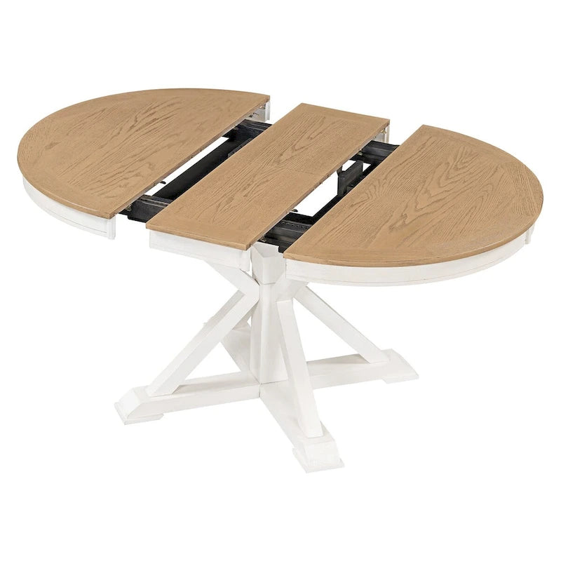 Table à manger extensible de style rétro avec rallonge de 12 pouces