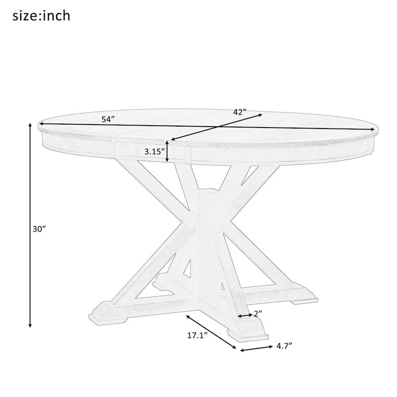 Table à manger extensible de style rétro avec rallonge de 12 pouces