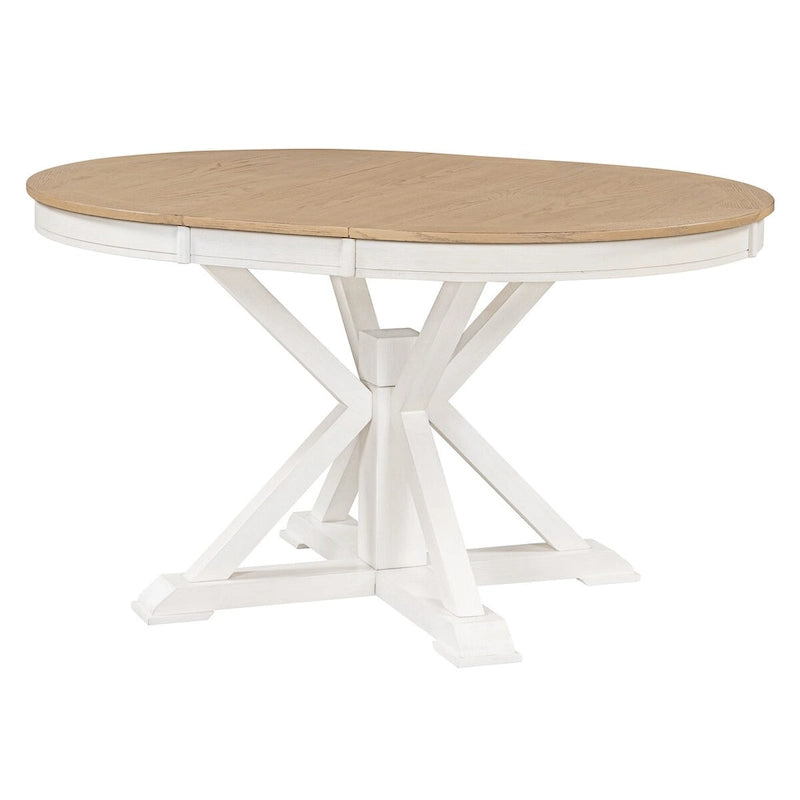 Table à manger extensible de style rétro avec rallonge de 12 pouces