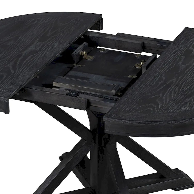 Table à manger extensible de style rétro avec rallonge de 12 pouces