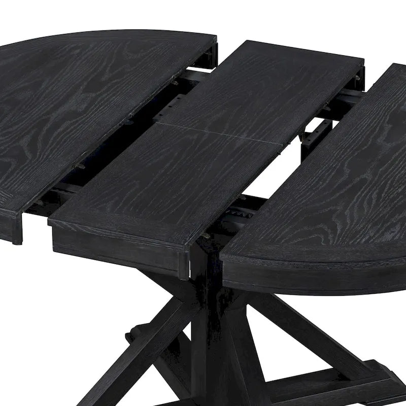 Table à manger extensible de style rétro avec rallonge de 12 pouces