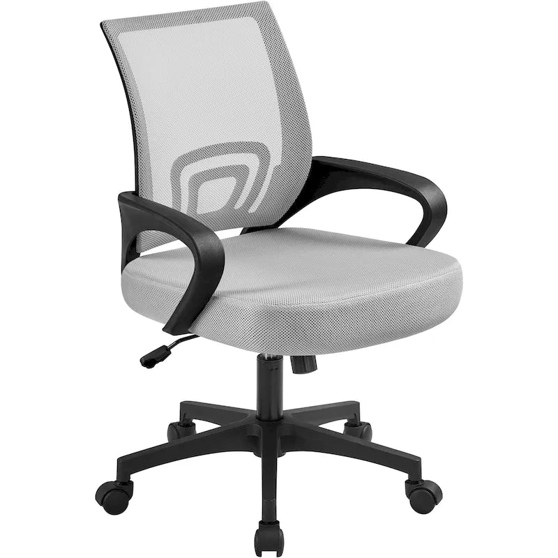 Chaise de bureau ergonomique pivotante à dossier mi-hauteur en maille réglable