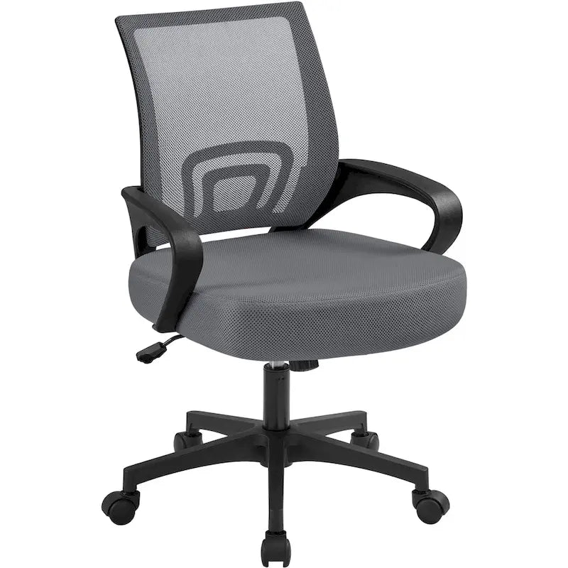 Chaise de bureau ergonomique pivotante à dossier mi-hauteur en maille réglable