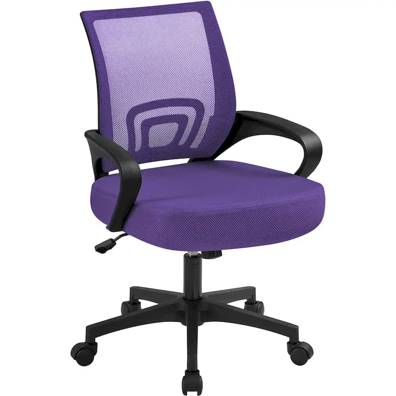 Chaise de bureau ergonomique pivotante à dossier mi-hauteur en maille réglable
