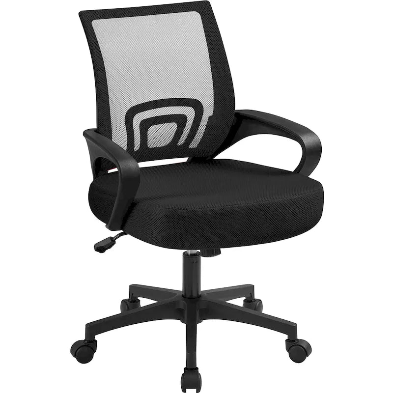 Chaise de bureau ergonomique pivotante à dossier mi-hauteur en maille réglable
