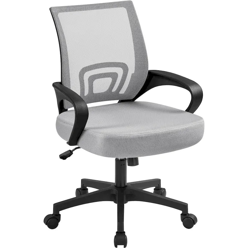 Chaise de bureau ergonomique pivotante à dossier mi-hauteur en maille réglable