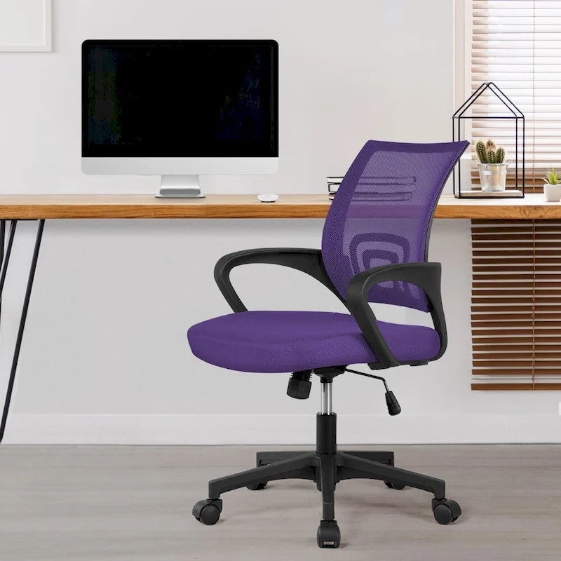 Chaise de bureau ergonomique pivotante à dossier mi-hauteur en maille réglable