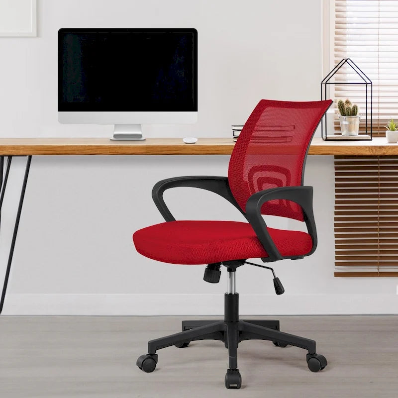 Chaise de bureau ergonomique pivotante à dossier mi-hauteur en maille réglable