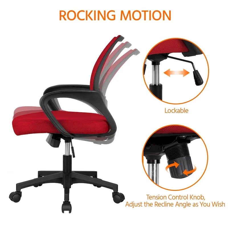 Chaise de bureau ergonomique pivotante à dossier mi-hauteur en maille réglable
