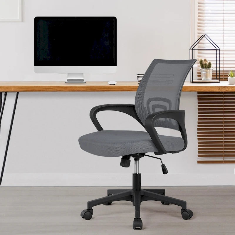 Chaise de bureau ergonomique pivotante à dossier mi-hauteur en maille réglable