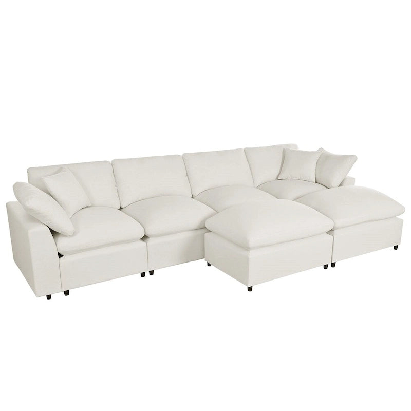 Canapé d'angle moderne en U avec 2 grandes méridiennes et poufs amovibles