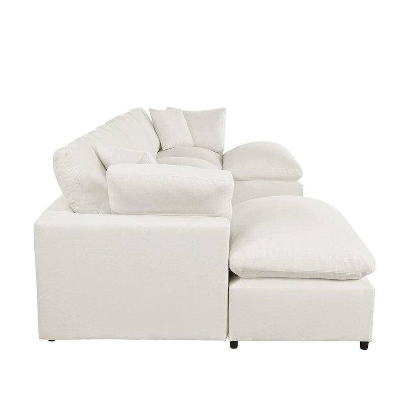Canapé d'angle moderne en U avec 2 grandes méridiennes et poufs amovibles