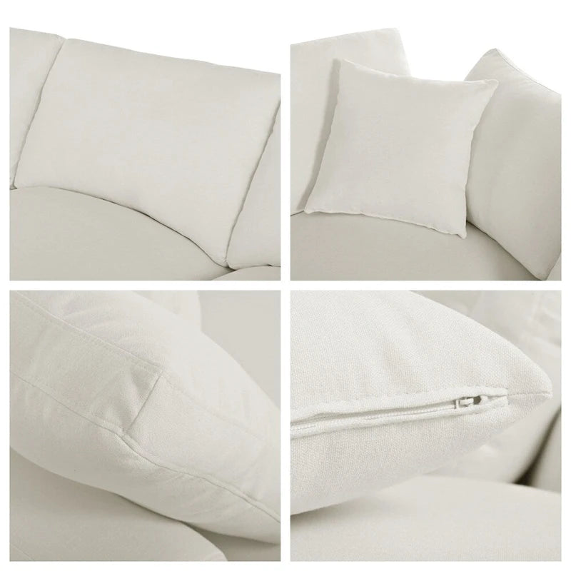 Canapé d'angle moderne en U avec 2 grandes méridiennes et poufs amovibles