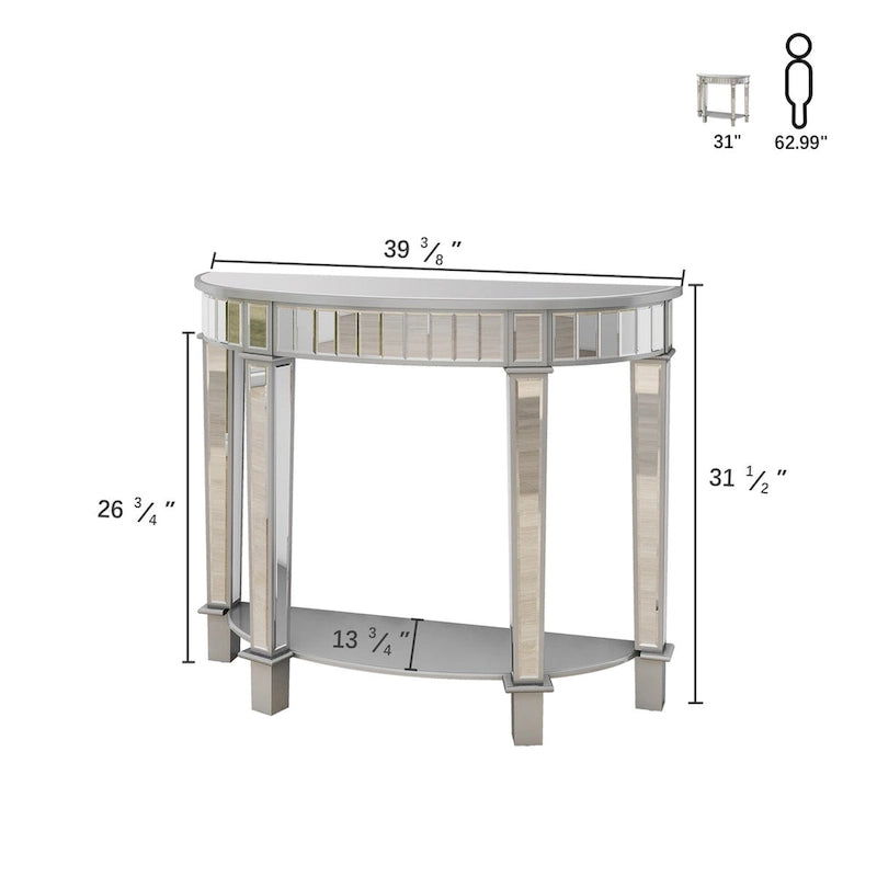 Console demi-lune avec étagère