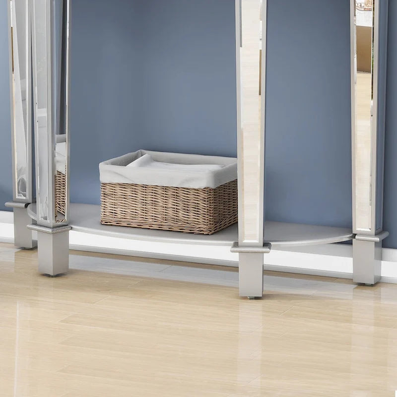 Console demi-lune avec étagère