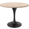 Table à manger ronde de 36 po avec plateau en bois MDF et base en acier noir pour cuisine et salle à manger