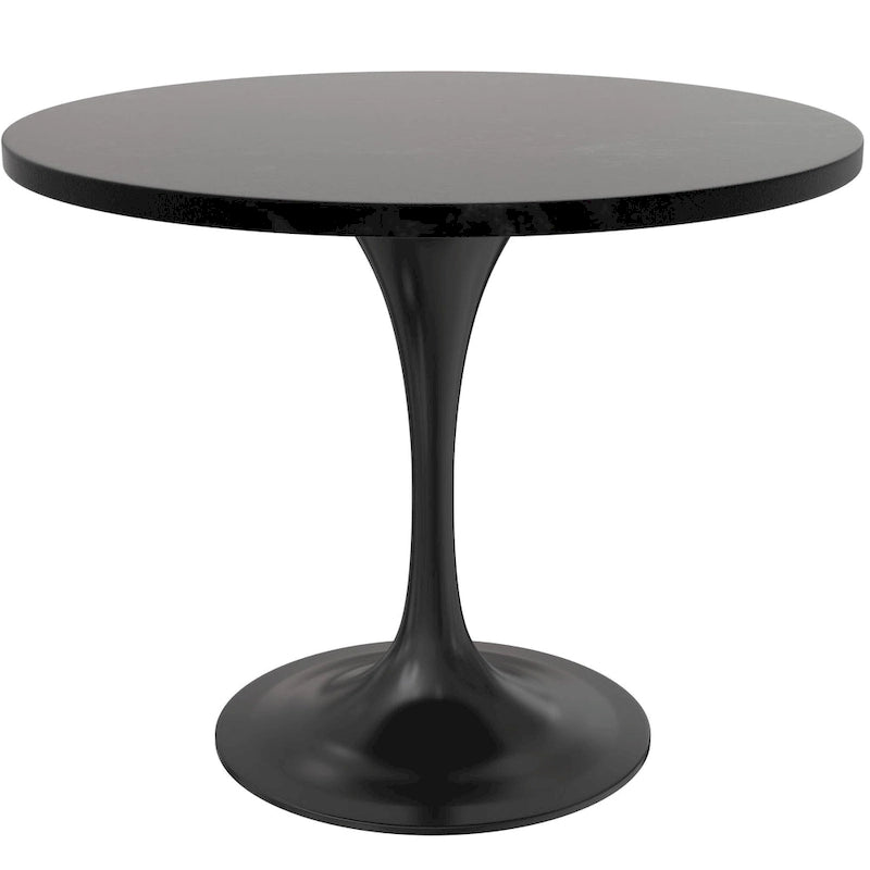 Table à manger ronde de 36 po avec plateau en bois MDF et base en acier noir pour cuisine et salle à manger