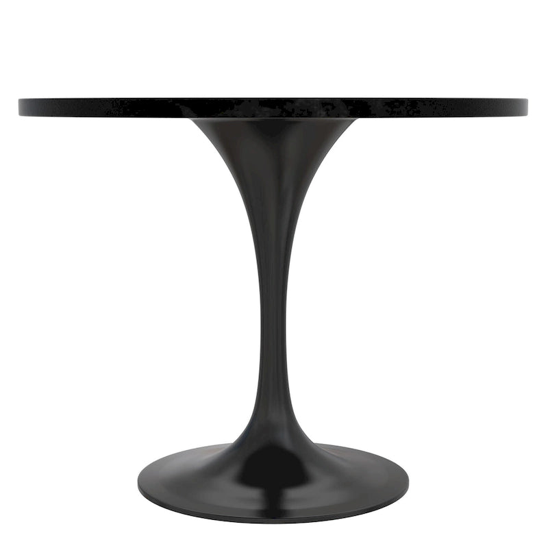 Table à manger ronde de 36 po avec plateau en bois MDF et base en acier noir pour cuisine et salle à manger