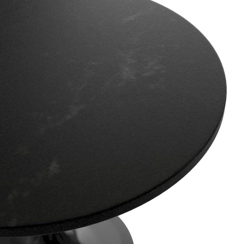 Table à manger ronde de 36 po avec plateau en bois MDF et base en acier noir pour cuisine et salle à manger