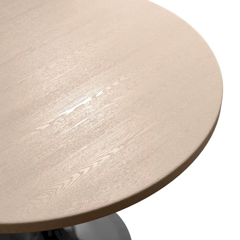 Table à manger ronde de 36 po avec plateau en bois MDF et base en acier noir pour cuisine et salle à manger