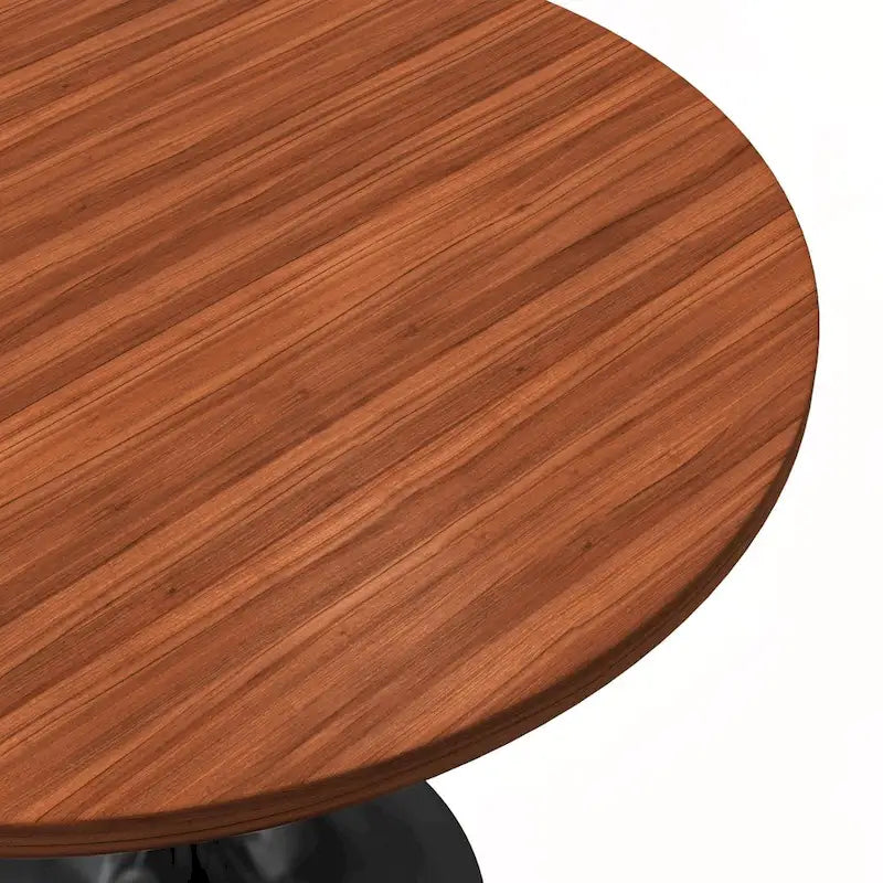 Table à manger ronde de 36 po avec plateau en bois MDF et base en acier noir pour cuisine et salle à manger