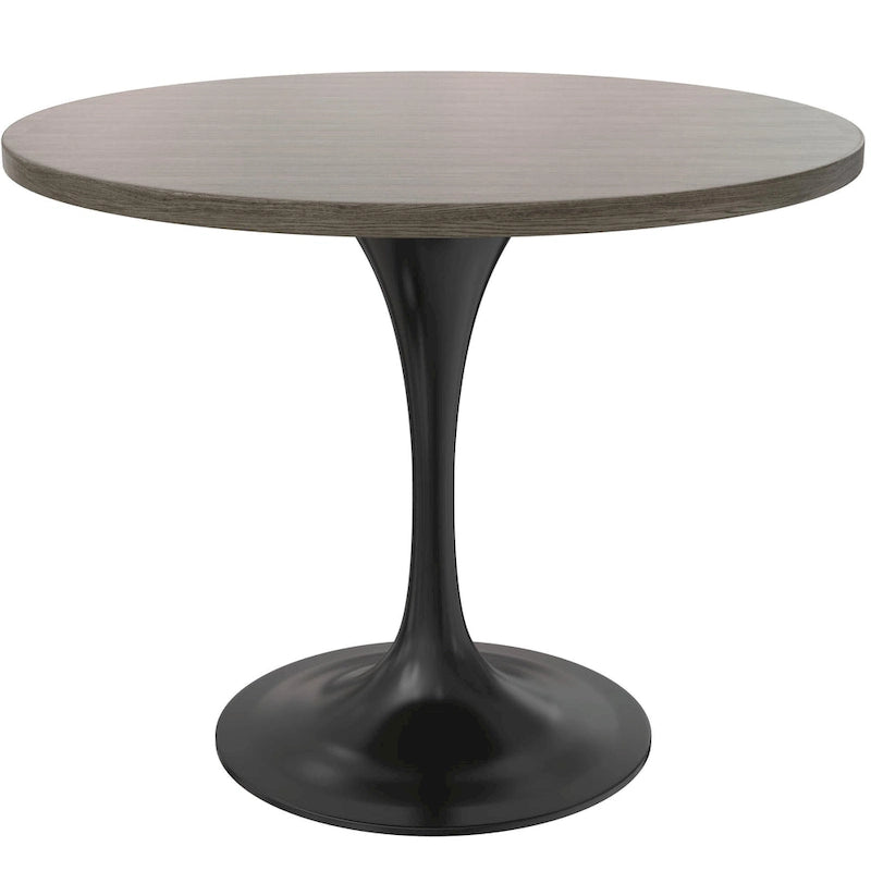Table à manger ronde de 36 po avec plateau en bois MDF et base en acier noir pour cuisine et salle à manger