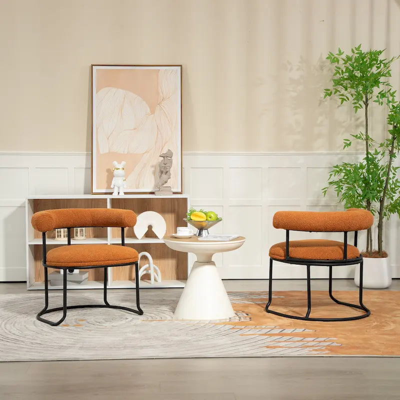 Lot de 2 chaises de salle à manger bouclettes Mid-Century Modern