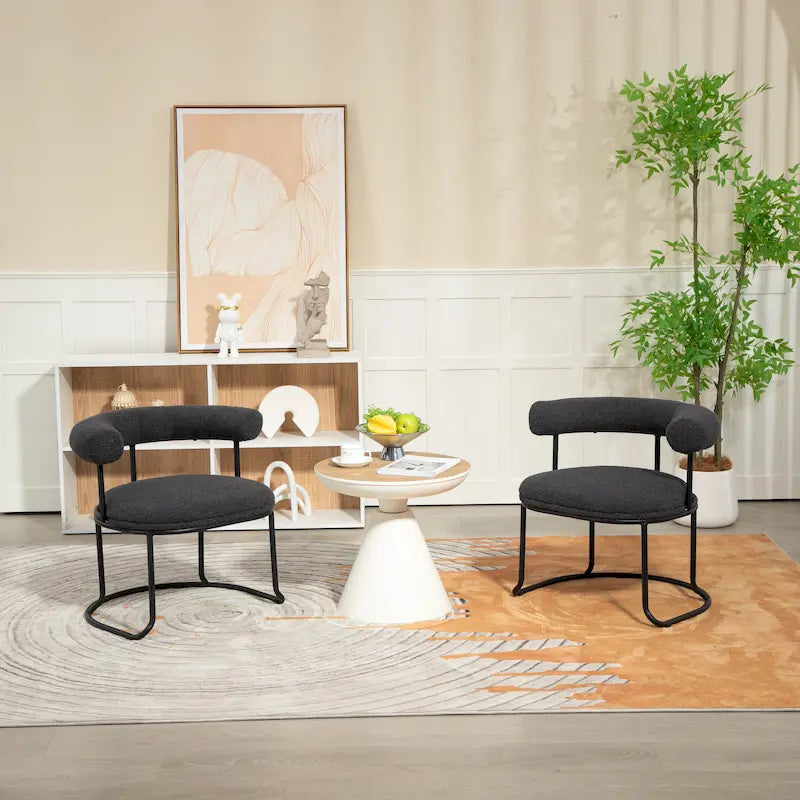 Lot de 2 chaises de salle à manger bouclettes Mid-Century Modern