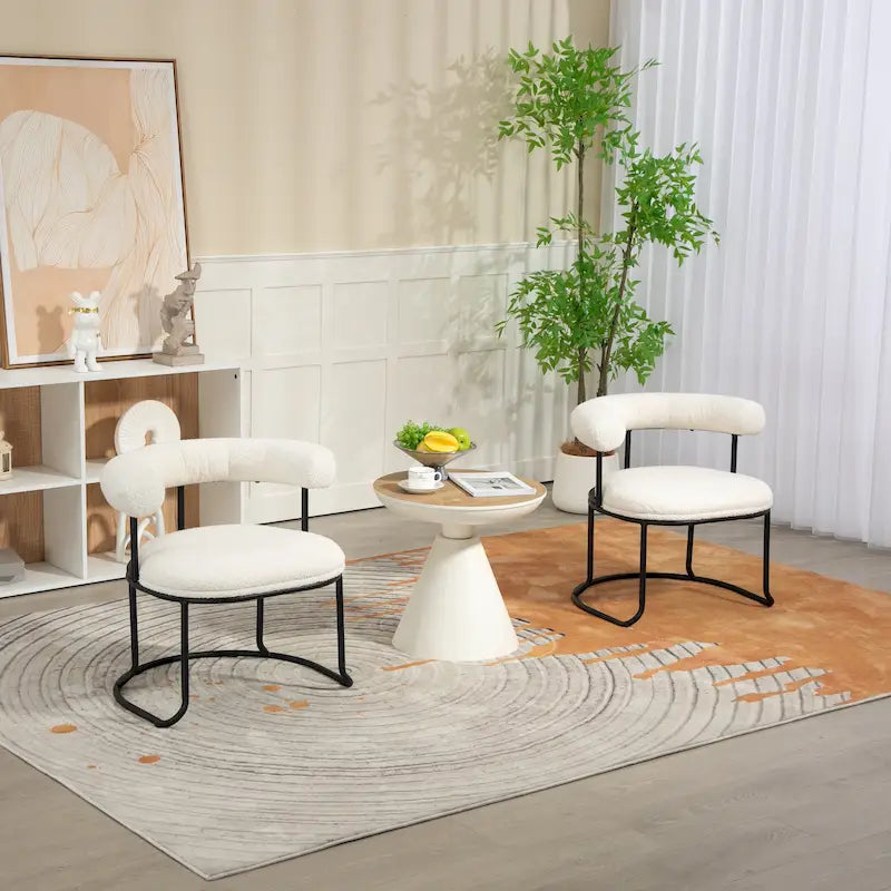Lot de 2 chaises de salle à manger bouclettes Mid-Century Modern