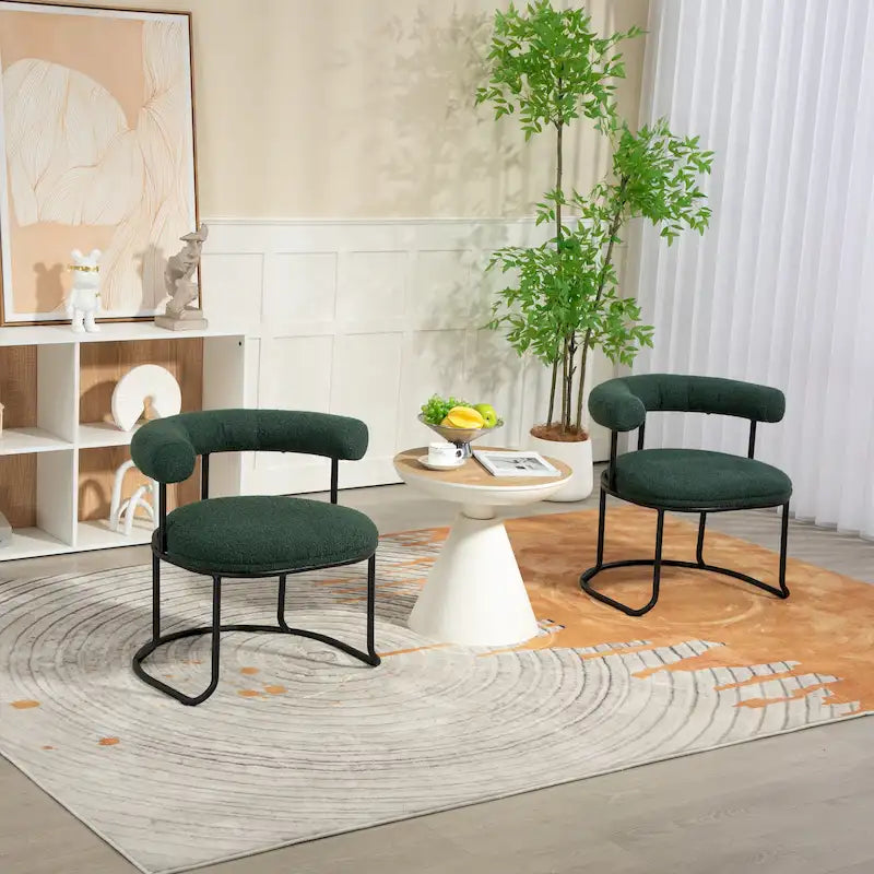 Lot de 2 chaises de salle à manger bouclettes Mid-Century Modern