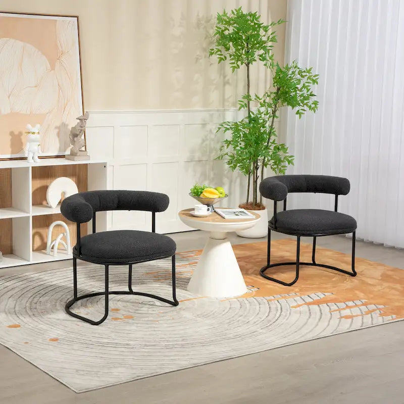 Lot de 2 chaises de salle à manger bouclettes Mid-Century Modern