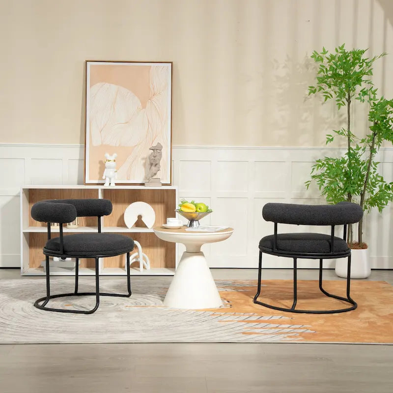 Lot de 2 chaises de salle à manger bouclettes Mid-Century Modern