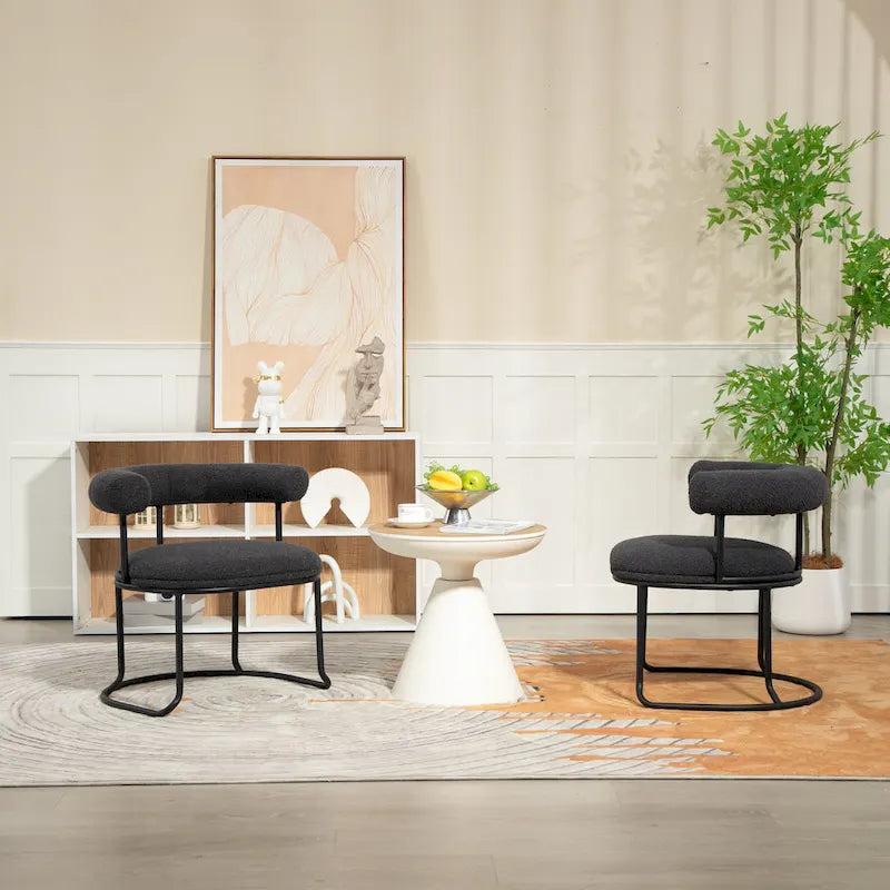 Lot de 2 chaises de salle à manger bouclettes Mid-Century Modern