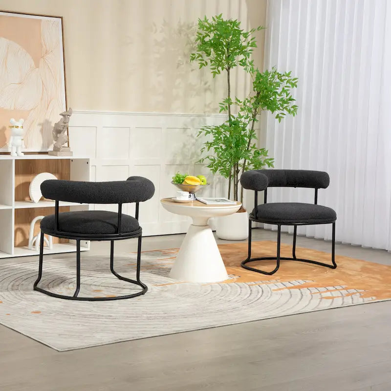 Lot de 2 chaises de salle à manger bouclettes Mid-Century Modern