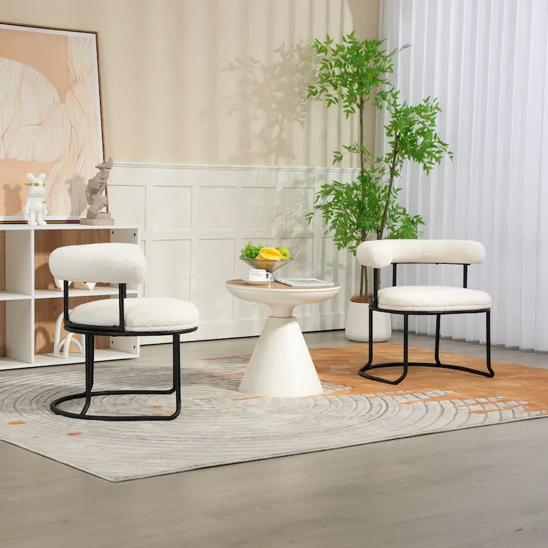 Lot de 2 chaises de salle à manger bouclettes Mid-Century Modern