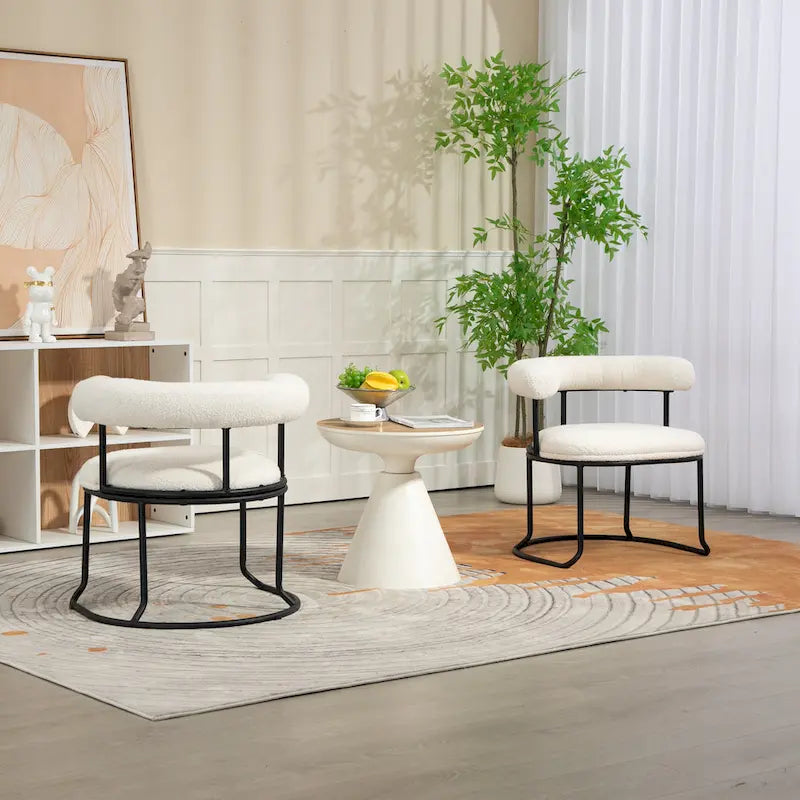 Lot de 2 chaises de salle à manger bouclettes Mid-Century Modern