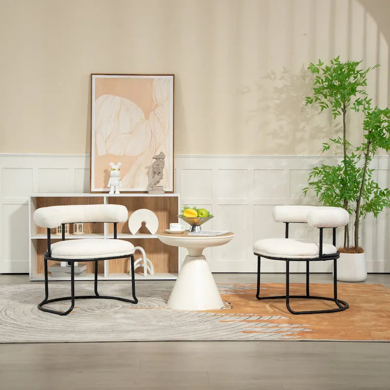 Lot de 2 chaises de salle à manger bouclettes Mid-Century Modern