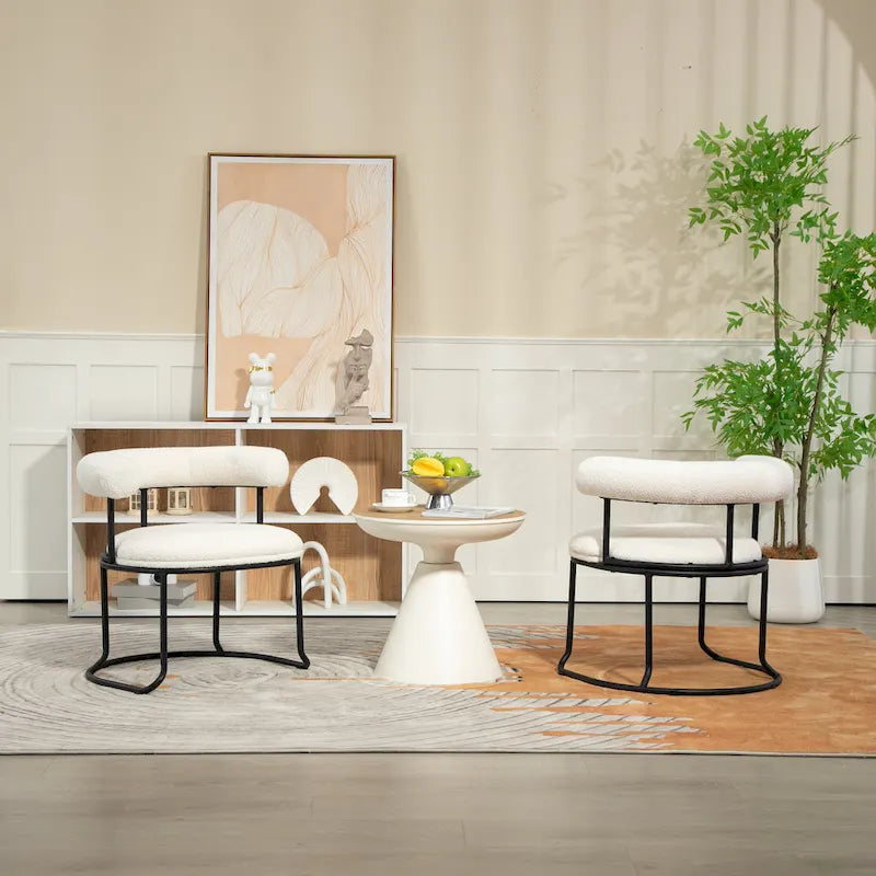 Lot de 2 chaises de salle à manger bouclettes Mid-Century Modern