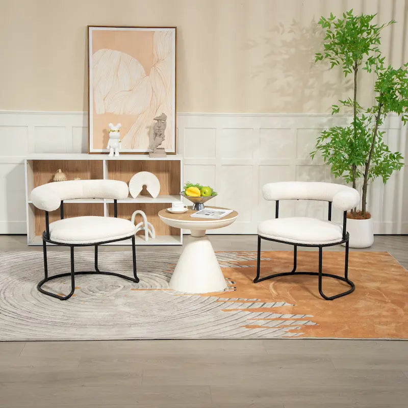Lot de 2 chaises de salle à manger bouclettes Mid-Century Modern