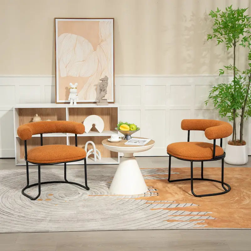 Lot de 2 chaises de salle à manger bouclettes Mid-Century Modern