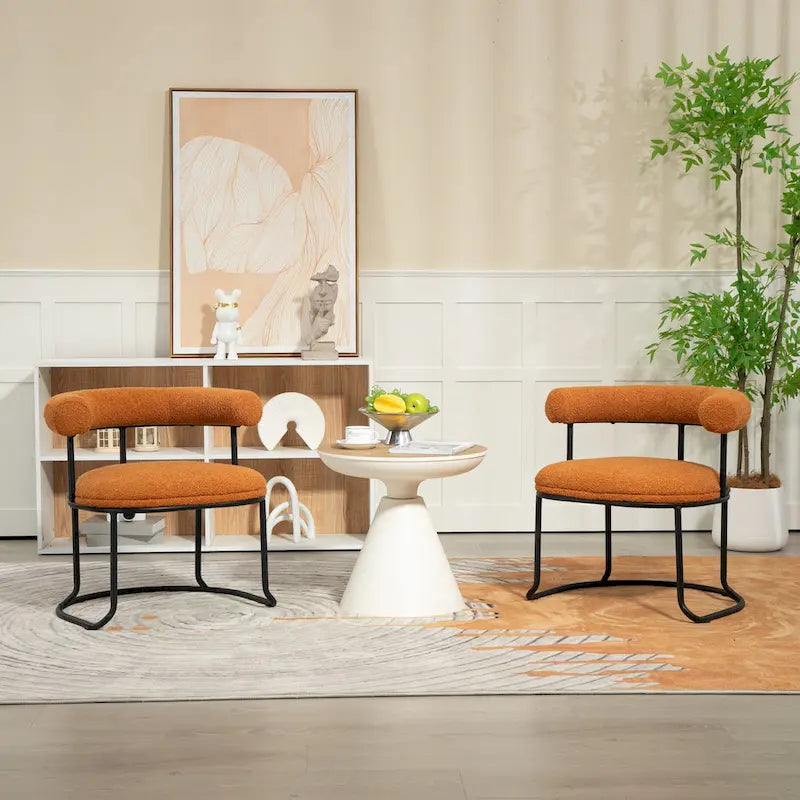 Lot de 2 chaises de salle à manger bouclettes Mid-Century Modern