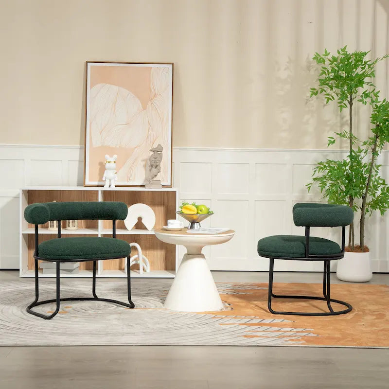 Lot de 2 chaises de salle à manger bouclettes Mid-Century Modern
