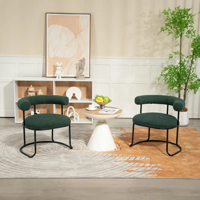 Lot de 2 chaises de salle à manger bouclettes Mid-Century Modern