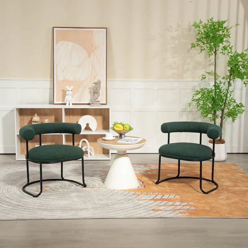 Lot de 2 chaises de salle à manger bouclettes Mid-Century Modern