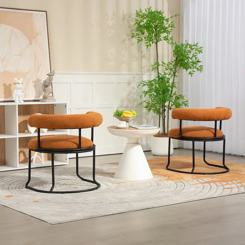 Lot de 2 chaises de salle à manger bouclettes Mid-Century Modern